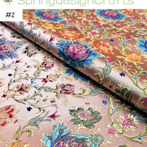 Floral Brocade Fabric: Chinese Style, Jacquard, Polyester, DIY Sewing Craft Upholstery Material #2 pink