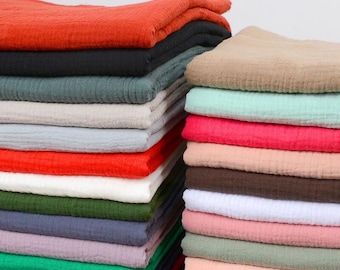 Tela de gasa de algodón doble: muselina suave y arrugada, ideal para mantas, pañales y ropa de bebé.