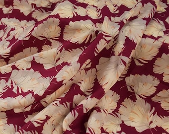 Leaves Printed Chiffon Fabric: Lightweight Dresses Blouse Sewing Material, DIY Craft Upholstery Fabric