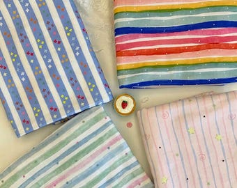 Colorful Stripe Star Double Cotton Gauze Fabric: Print Muslin, Garments Blanket Swaddling Quilting Material