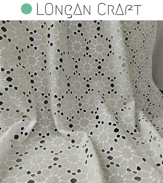White Eyelet Fabric Flower 100 cotton Eyelet Hollowed Fabric DIY Dresses Sewing Fabric Stage Wedding Fabric by the Yard Etsy UK