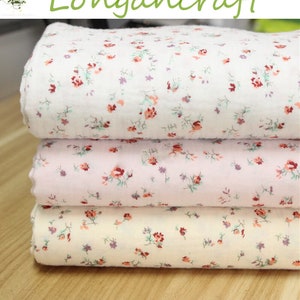 Tecido de gaze floral, gaze de algodão duplo com flores coloridas, tecido de musselina amassada, cobertor para bebês e crianças, tecido de crepe para enfaixar