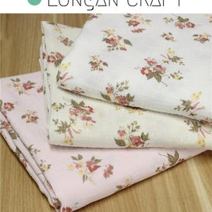 Tecido de gaze floral, gaze de algodão duplo estampada com flores retrô, tecido de crepe de musselina amassado, material de costura para cobertor de bebê faça você mesmo