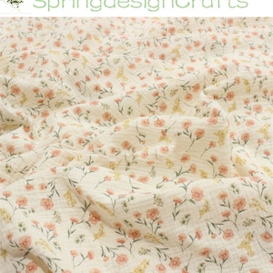 Floral Print Cotton Gauze Fabric: Crinkled Double Layer, By The Yard, DIY Sewing Craft Material