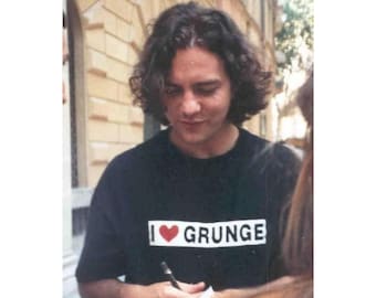 Camiseta vintage I Love Grunge, cultura musical de los 90, inspirada en los fanáticos del grunge, tal como la usa Eddie Vedder