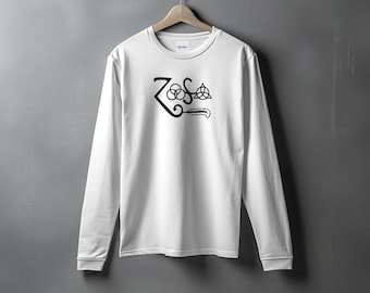 Camisa de manga larga inspirada en Led Zeppelin, camiseta gráfica elegante, ropa casual cómoda, diseño de moda, regalo perfecto, ropa unisex