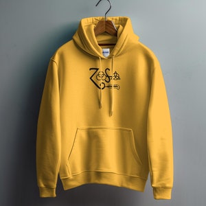 Bluza z kapturem z symbolem Zoso Led Zeppelin Vintage, gadżety zespołu Classic Rock, odzież dla fanów muzyki retro, unikatowy sweter z grafiką zdjęcie 5