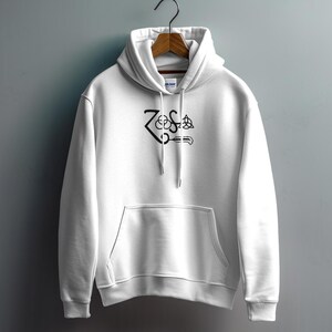 Bluza z kapturem z symbolem Zoso Led Zeppelin Vintage, gadżety zespołu Classic Rock, odzież dla fanów muzyki retro, unikatowy sweter z grafiką zdjęcie 2