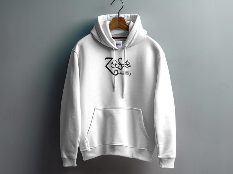 Bluza z kapturem z symbolem Zoso Led Zeppelin Vintage, gadżety zespołu Classic Rock, odzież dla fanów muzyki retro, unikatowy sweter z grafiką zdjęcie 2