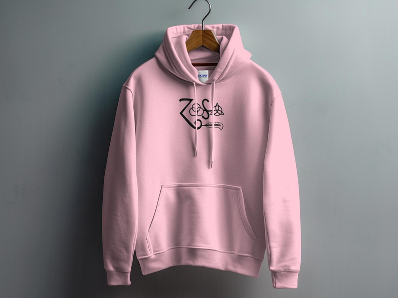 Bluza z kapturem z symbolem Zoso Led Zeppelin Vintage, gadżety zespołu Classic Rock, odzież dla fanów muzyki retro, unikatowy sweter z grafiką zdjęcie 8