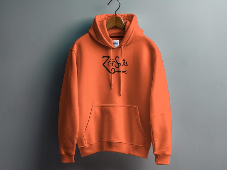 Bluza z kapturem z symbolem Zoso Led Zeppelin Vintage, gadżety zespołu Classic Rock, odzież dla fanów muzyki retro, unikatowy sweter z grafiką zdjęcie 9