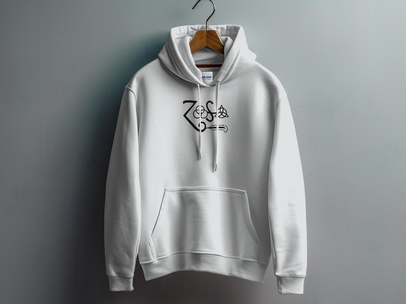 Bluza z kapturem z symbolem Zoso Led Zeppelin Vintage, gadżety zespołu Classic Rock, odzież dla fanów muzyki retro, unikatowy sweter z grafiką zdjęcie 4