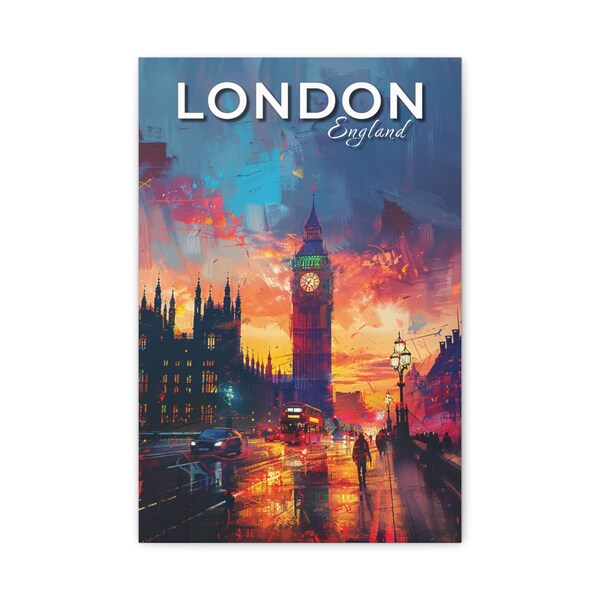 London Twilight: Big Ben and Evening Cityscape, Print, canvas, Wall Art, Wall Hanging, Home Decor, Gift, Art Lovers, Wall Art Print