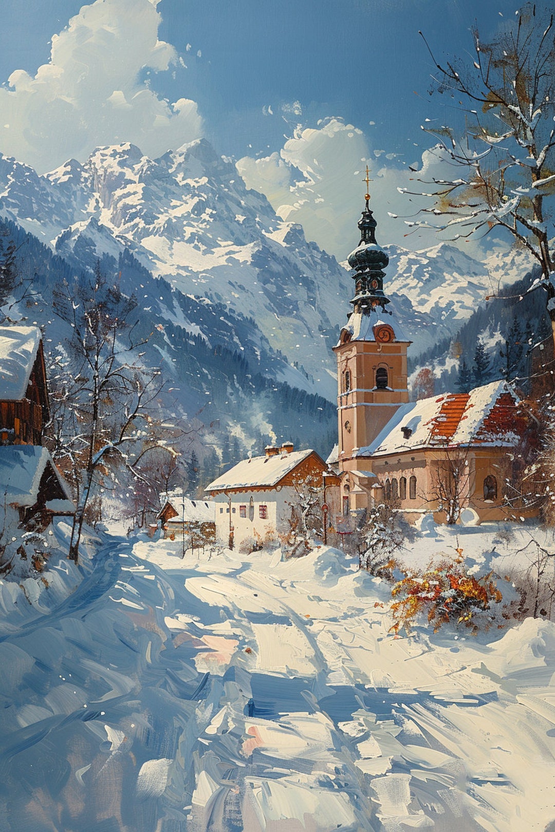 Austrian Alpine Charm, Winter's Tranquility - Etsy