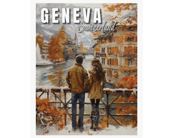 Geneva, Switzerland, Travel Poster, Swiss, Wall Hanging Home Décor Gift Art Lover