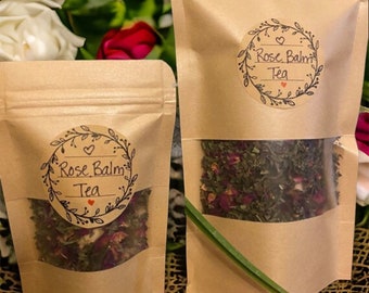 ROSE BALM TEA- 100% Organic Loose Tea Blend, French Rose & Lemon Balm, Nurturing and Healing