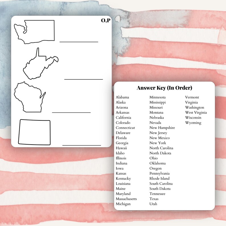 50 States Geography Worksheets, US Map Identification Activity ...