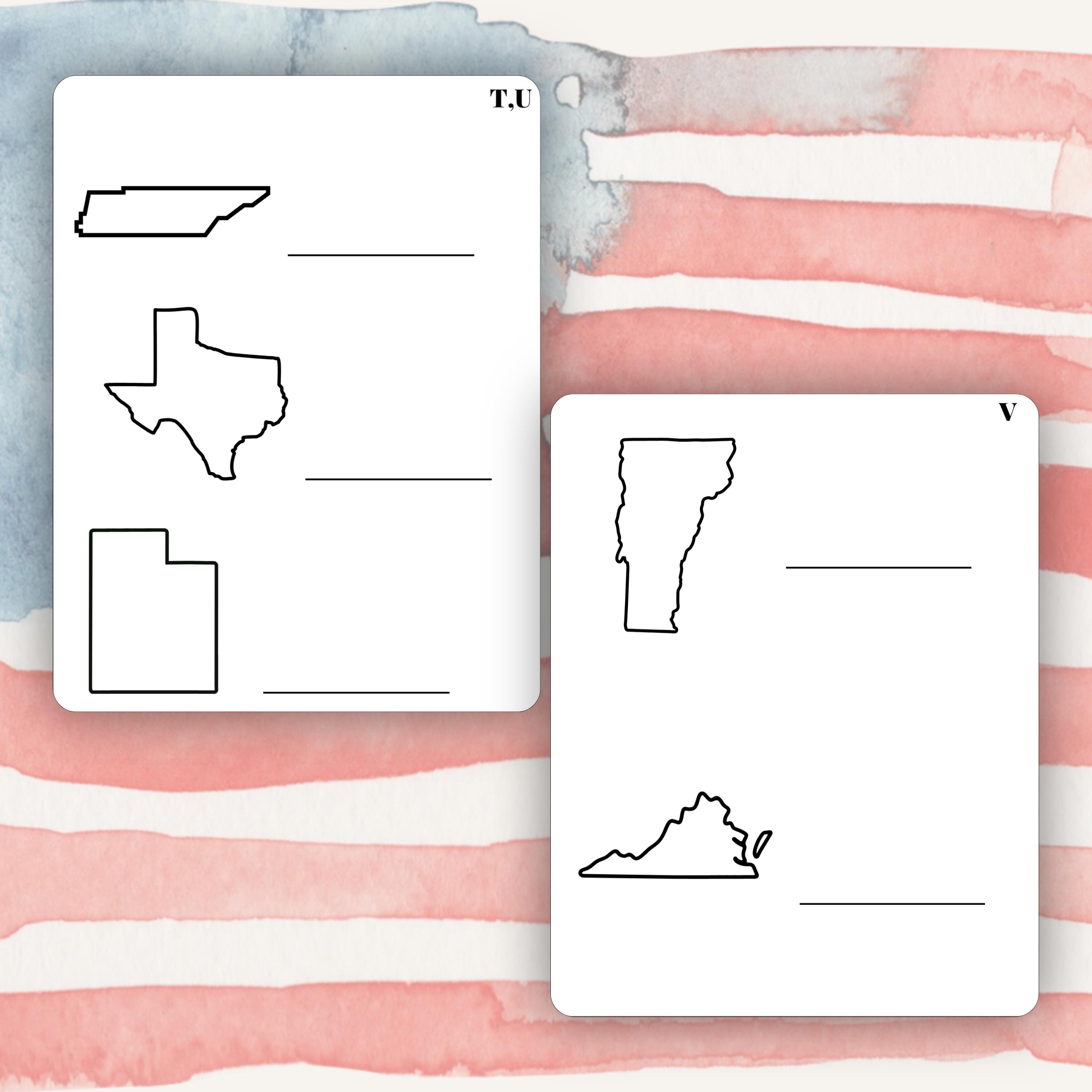 50 States Geography Worksheets, US Map Identification Activity ...