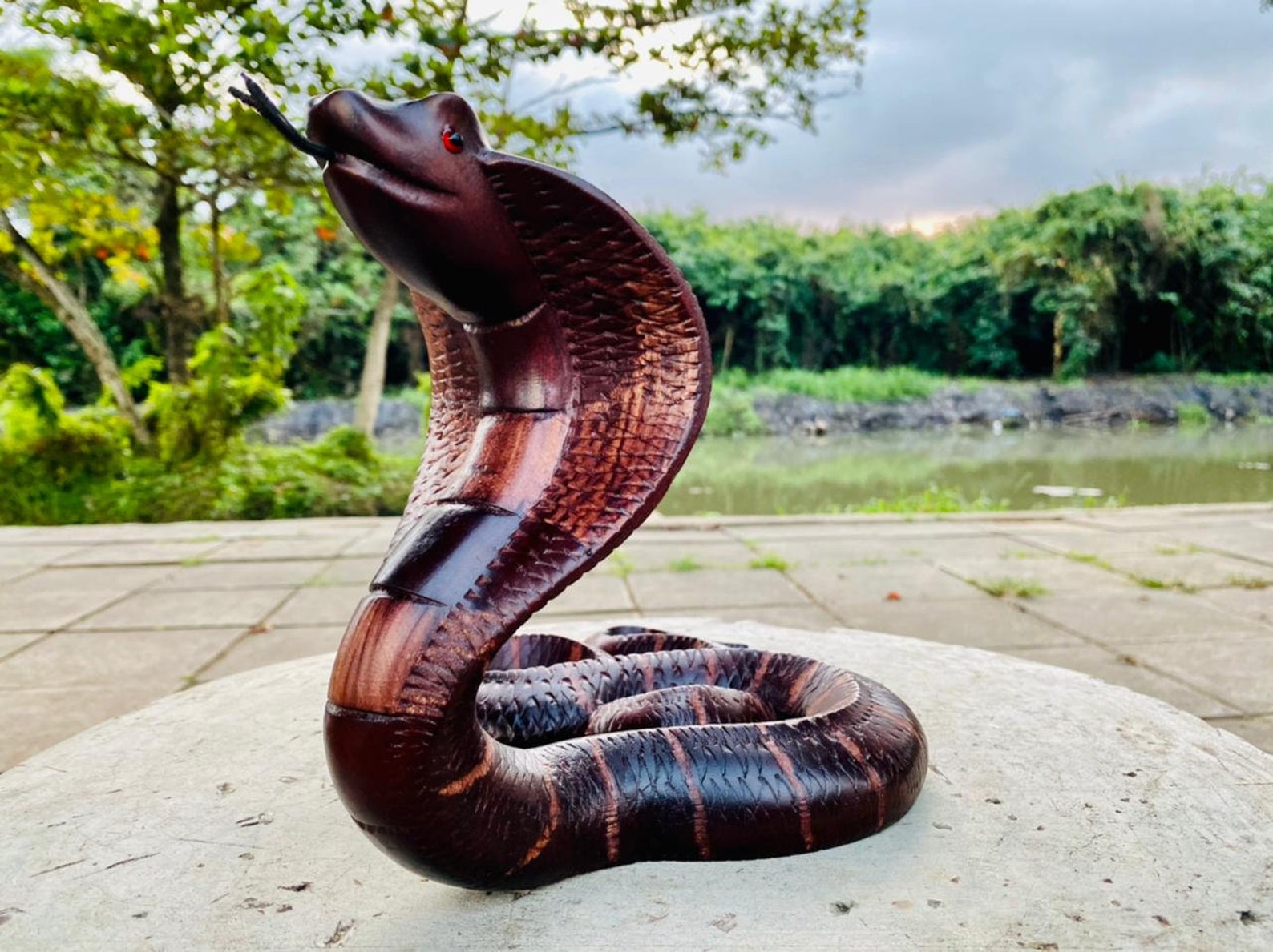 Wooden Snake Vintage Wooden Snake Carved Wood Snake Figure Etsy