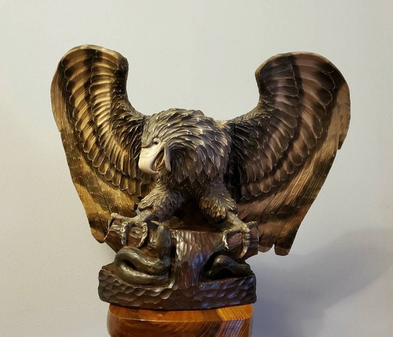 Wooden Eagle wooden statue Home decorEagle figtine Etsy