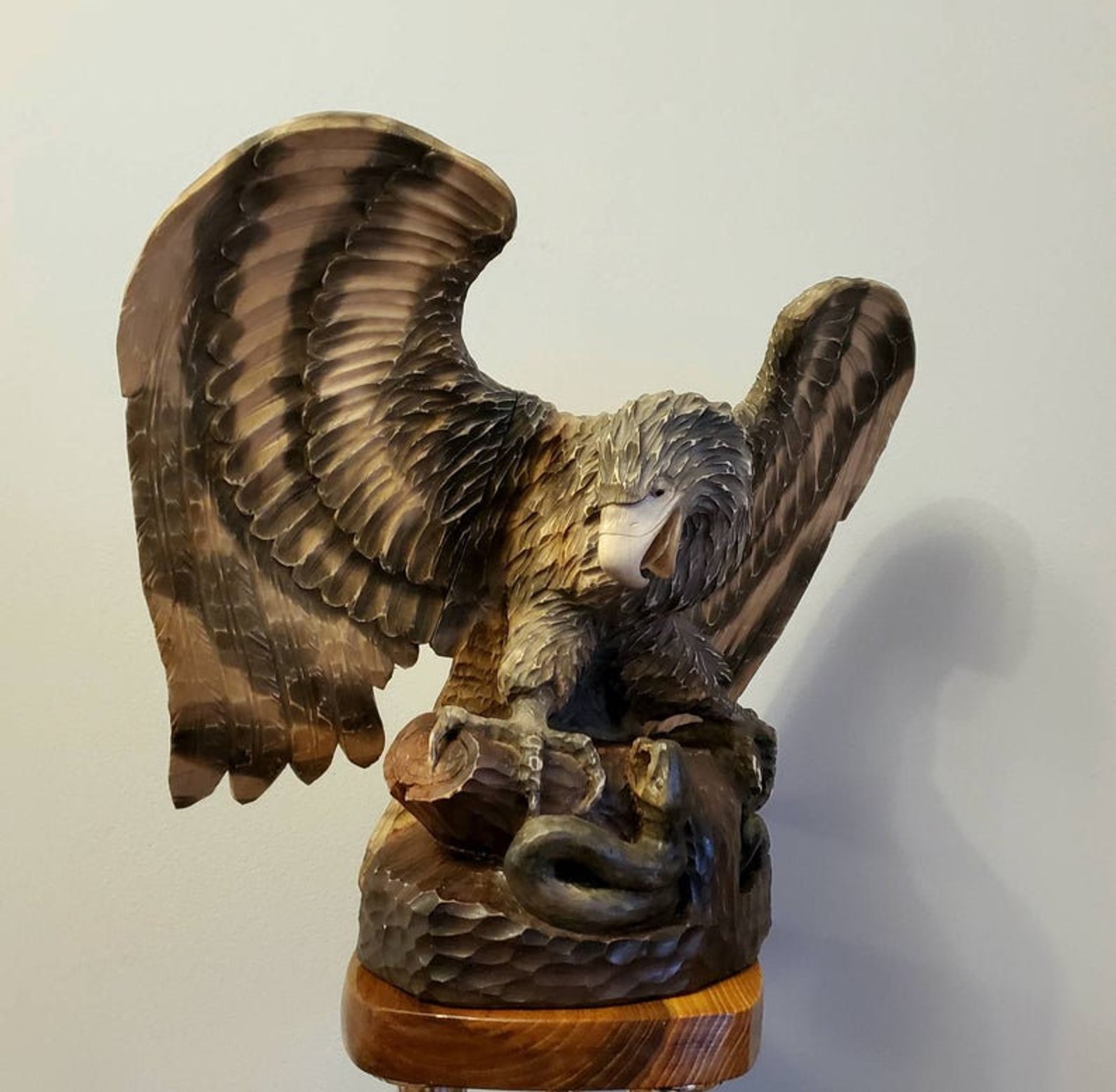 Wooden Eagle wooden statue Home decorEagle figtine Etsy