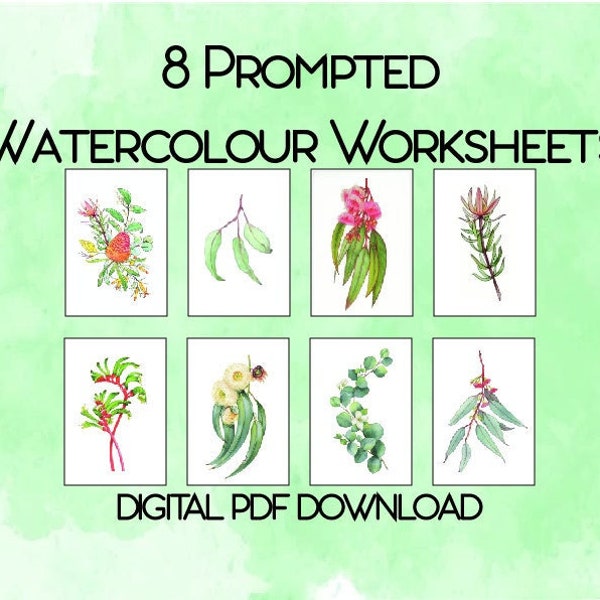 Prompted Watercolour Template - Australiana Printable Worksheets