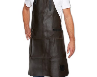 Lederschürze aus 100% Büffel Leder, 84x62cm, Profi BBQ Grillschürze für die Outdoor Küche, in der Gastronomie oder als Kochschürze, Geschenk