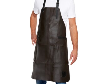 Lederschürze aus 100% Büffel Leder, 84x62cm, Profi BBQ Grillschürze für die Outdoor Küche, in der Gastronomie oder als Kochschürze, Geschenk