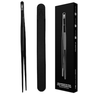REDSALT® Black Edition cooking tweezers, fine, black, 30 cm | INOX 18/10 stainless steel, dishwasher-safe, PVD coating | Grill tweezers