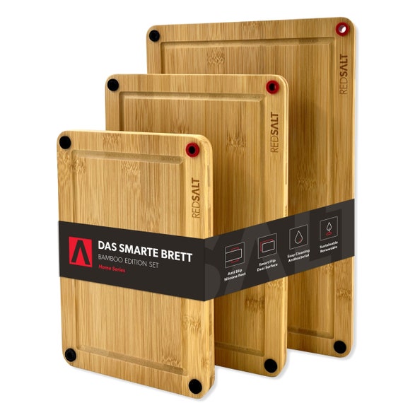 Bambus Holz Schneidebrett 3er Set rutschfest | 38x26, 32x22, 26x18cm |  beidseitig verwendbar | antibakteriell | Saftrille | FSC zertifiziert -  Etsy sterreich