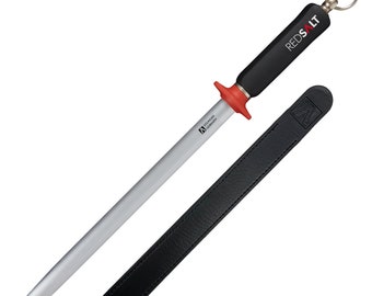 Acciaino ovale da 30 cm, prodotto a Solingen | Rivestimento in zaffiro microfine per coltelli di alta qualità | HRC 65 | Affilacoltelli | Asta per affilare | Impugnatura ergonomica
