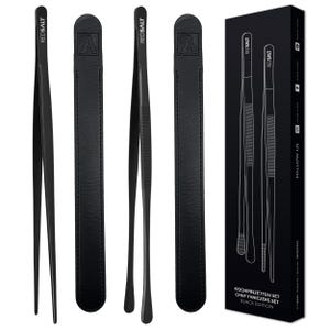 REDSALT® Black Edition Cooking Tweezers Set, Black, 30 cm | INOX 18/10 stainless steel, dishwasher-safe, PVD coating | Grill Tweezers