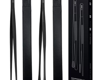 REDSALT® Black Edition Cooking Tweezers Set, Black, 30 cm | INOX 18/10 Stainless Steel, Rustproof, Dishwasher Safe, PVD Coating | Grill Tweezers