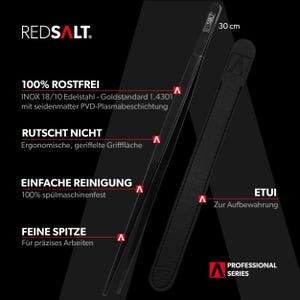 May include: Black tweezers with a textured black leather case. The tweezers are 30 inches long and have a fine tip. The case has the text "ETUI Zur Aufbewahrung" and "PROFESSIONAL SERIES".