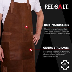 Lederschürze aus 100% Büffel Leder, 84x62cm, Profi BBQ Grillschürze für die Outdoor Küche, in der Gastronomie oder als Kochschürze, Geschenk zdjęcie 2