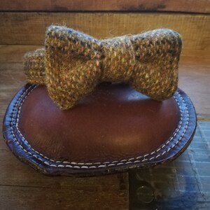 DOG BOW Genuine Harris Tweed sage green country bow tie for collar/ wedding / occasion limited range image 7