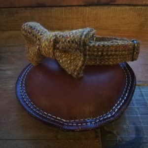 DOG BOW Genuine Harris Tweed sage green country bow tie for collar/ wedding / occasion limited range image 8