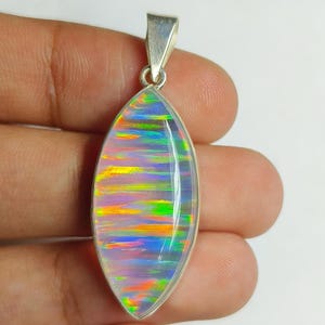 Aurora Opal Silver Pendant, 925 Sterling Silver Pendant, Statement Pendant, Pendant For Necklace Jewelry.