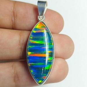 AAA+ Opal Silver Pendant, Aurora Opal Jewelry, 925 Sterling Silver Pendant, Opal Pendant, Pendant For Women, Christmas Gift.