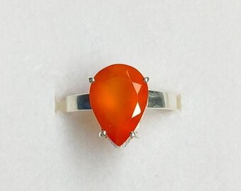 Handmade Carnelian Ring, 925 Sterling Silver Ring, Cut Gemstone Ring, Minimalist Ring, Engagement Ring, Ring For Women.
