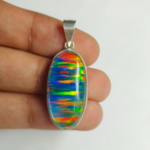 Handmade Opal Pendant, Aurora Opal Pendant, 925 Silver Opal Jewelry, Statement Pendant, Pendant For Necklace Jewelry, Christmas Gift.