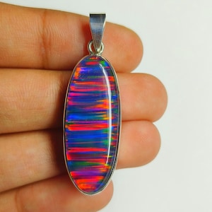 Black Opal Pendant, Aurora Opal Jewelry, 925 Sterling Silver Pendant, AAA+ Opal Pendant, Pendant For Necklace Jewelry.