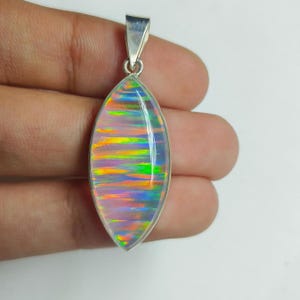 Opal Silver Pendant, Aurora Opal Jewelry, 925 Sterling Silver Pendant, Opal Pendant, Pendant For Women, Christmas Gift.
