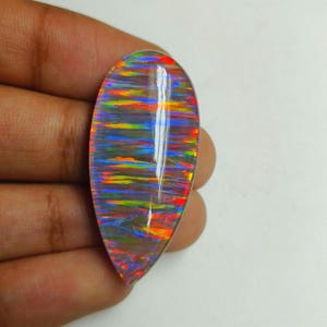 AAA+ Rainbow Fire Aurora Opal Doublet Gemstone, Pear Cut Opal Size - 39x18x7 Mm. Fire Opal, Welo Opal, Opal For Jewelry. 40 CT