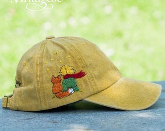 Little Prince Embroidered Baseball Cap, Handmade Story Design, Minimalist Aesthetic Hat, Women Gift