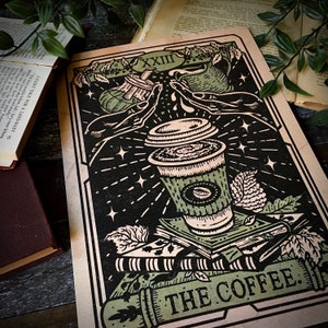 The Coffee Tarot Card Signed Art Print coffee lover poster gift coffee bar wall decor bistrot decor diner decoration kitchen art cafe art image 5
