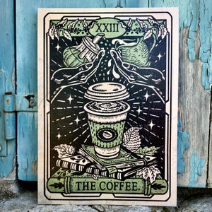 The Coffee Tarot Card Signed Art Print coffee lover poster gift coffee bar wall decor bistrot decor diner decoration kitchen art cafe art image 1