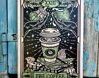The Coffee Tarot Card Signed Art Print coffee lover poster gift coffee bar wall decor bistrot decor diner decoration kitchen art cafe art
