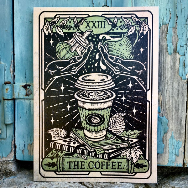 The Coffee Tarot Card Signed Art Print coffee lover poster gift coffee bar wall decor bistrot decor diner decoration kitchen art cafe art