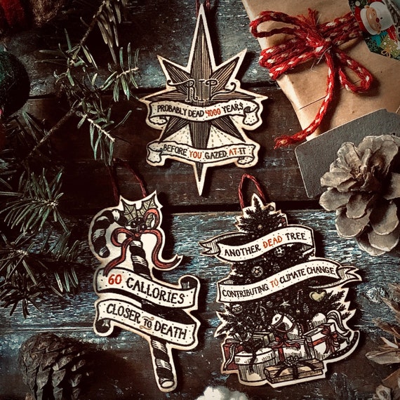 Nihilist Christmas Ornaments Humorous Christmas Decorations Dark Christmas Nihilist Decor Χριστουγεννιάτικα στολίδια νιχιλιστικά δώρα